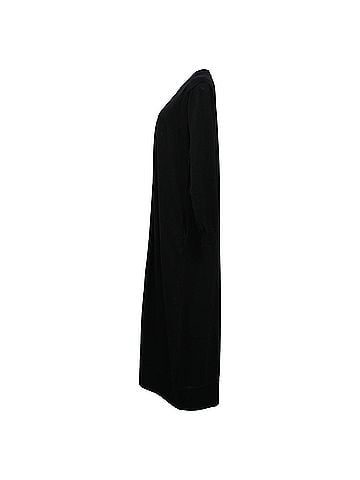 Salvatore Ferragamo Ferragamo V-neck Long Cardigan in Black Virgin Wool (view 2)