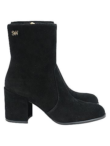 Stuart Weitzman  Stuart Weitzman Quinn Block Heel Ankle Boots in Black Suede (view 1)
