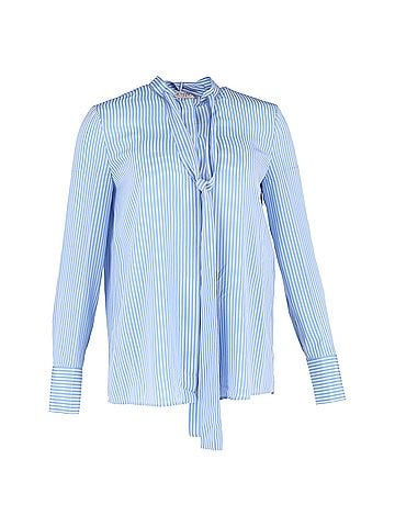 Mario Valentino  Valentino Garavani Stripe Tie-Knot Shirt in Blue Silk Crepe De Chine (view 1)
