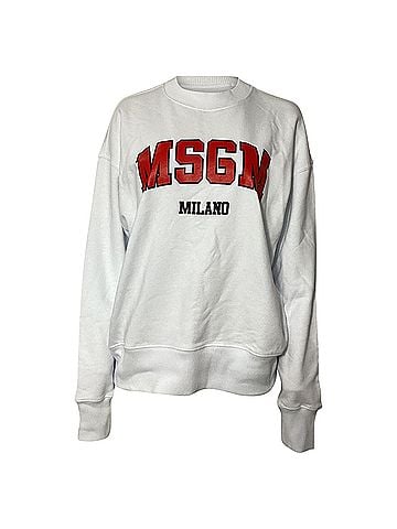 MSGM MSGM Logo Sweater in White Cotton (view 1)