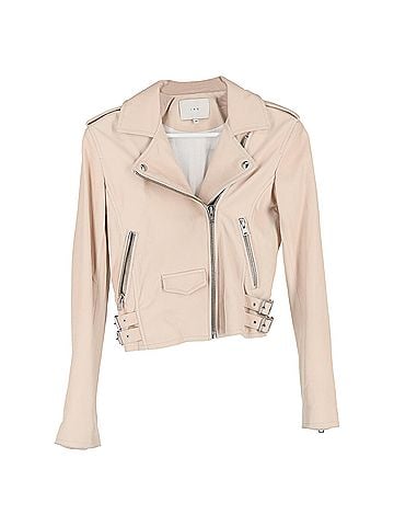 IRO  Iro Newhan  Zipped Biker Jacket in Pink Leather (view 1)