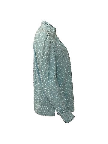 Marc Jacobs  Marc Jacobs Polka Swiss Dot Ruffled Neck Blouse in Blue Cotton (view 2)