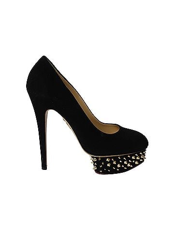 Charlotte Olympia Charlotte Olympia Dolly Studs Embellished Pumps in Black Suede (view 1)