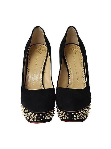 Charlotte Olympia Charlotte Olympia Dolly Studs Embellished Pumps in Black Suede (view 2)