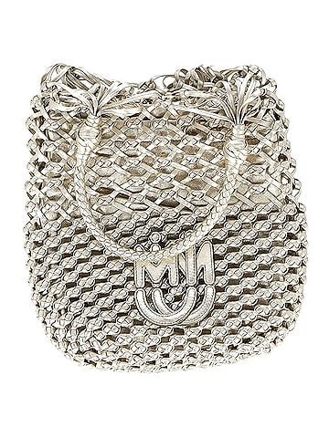 Miu Miu  Miu Miu Weave Effect Tote Bag in Silver Leather (view 1)