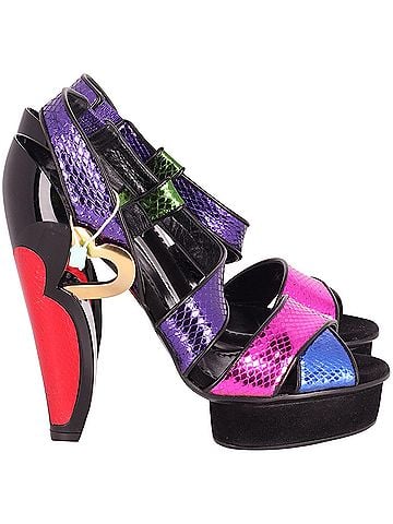 Marc Jacobs Marc Jacobs Color Block Heart Platform Heel Sandals in Multicolor Leather (view 1)