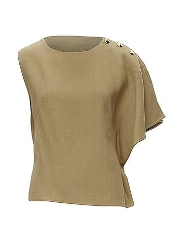 MARNI MARNI brown crepe gold button asymmetric draped sleeve boxy top IT40 S (view 1)