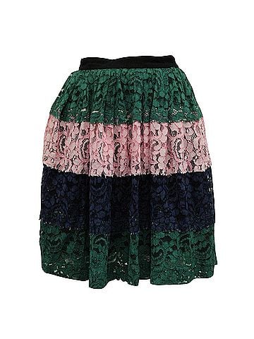 MSGM MSGM Striped Lace Skirt in Multicolor Polyamide (view 1)