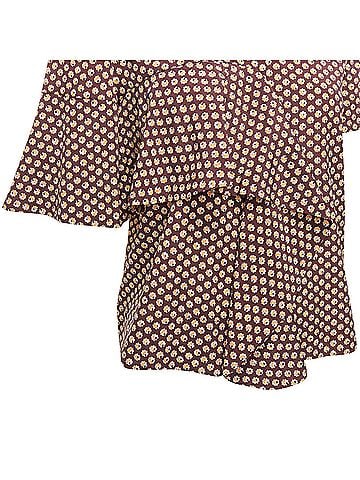 MARNI Marni Floral Asymmetric Ruffle Drapes Hi Neck Top (view 2)