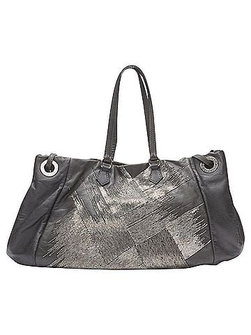 Mario Valentino Valentino Garavani silver bead embellished leather crossbody large tote bag (view 1)