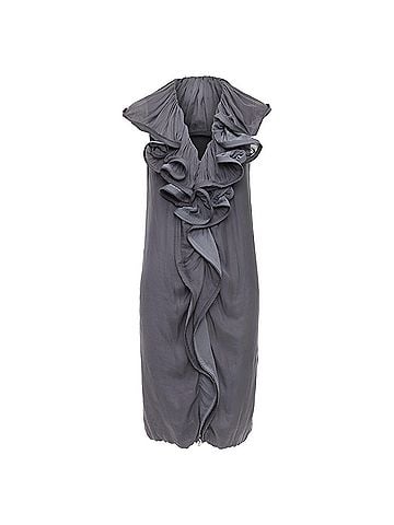 Lanvin Lanvin silky trimmed ruffle collar v neck knee dress (view 1)