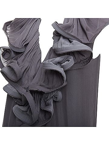 Lanvin Lanvin silky trimmed ruffle collar v neck knee dress (view 2)