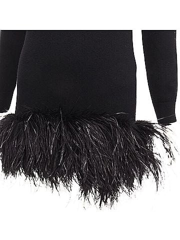 Saint Laurent Saint Laurent cashmere ostrich feather trim mini sweater dress (view 2)
