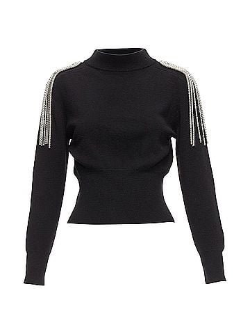 Christopher Kane Christopher Kane merino wool silver shoulder chain sweater (view 1)