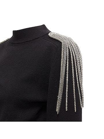 Christopher Kane Christopher Kane merino wool silver shoulder chain sweater (view 2)