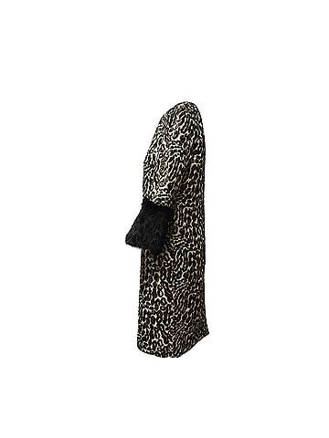 Tory Burch Tory Burch Animal Print Jacquard Coat with Fur Sleeves in Multicolor Silk (view 2)