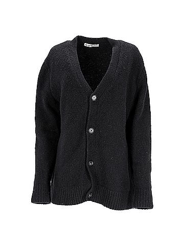 Acne Acne Studios V-Neck Buttoned Cardigan in Black Wool (view 1)