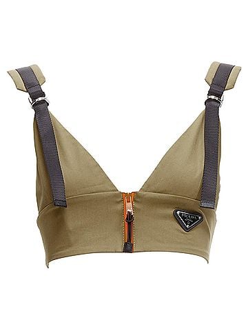 Prada Prada zip khaki technical strap bra top (view 1)
