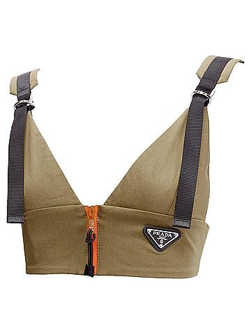 Prada Prada zip khaki technical strap bra top (view 2)