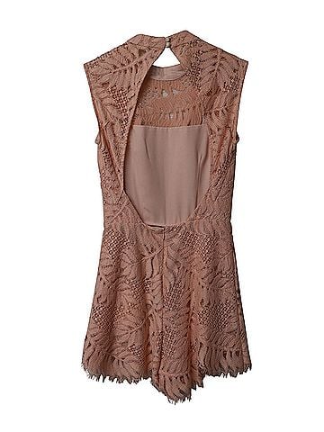 Alexis Alexis Sta. Lucia Lace Romper in Pink Cotton (view 2)
