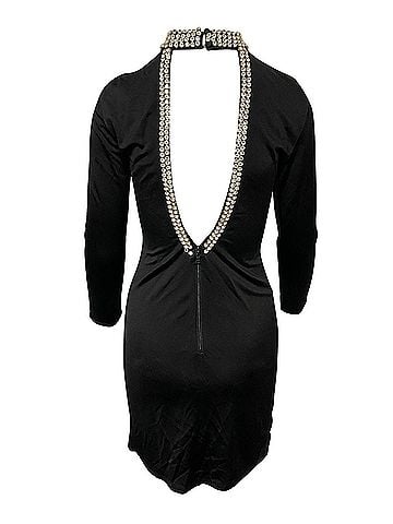 Alice + Olivia Alice + Olivia Diamond Open Back Dress in Black Polyester  (view 2)