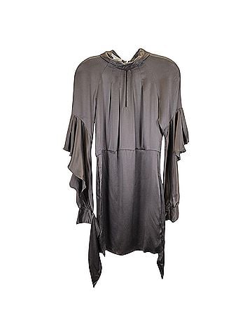 Vanessa Bruno Vanessa Bruno Ruffled Asymmetric Sleeve in Grey Silk (view 1)