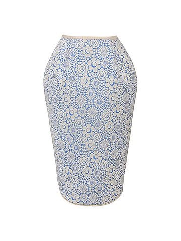 Thom Browne Thom Browne Floral Print Mini Lantern Skirt in Light Blue Cotton (view 1)