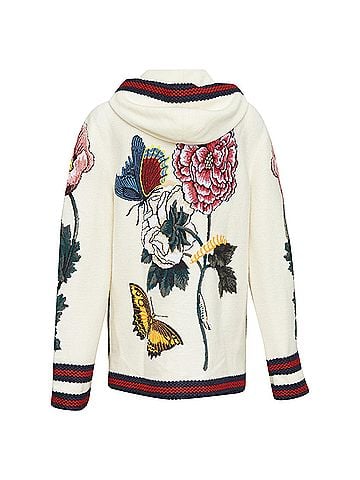 Gucci GUCCI Garden 2017 Runway white wool floral insect floral hood cardigan coat XXS (view 2)