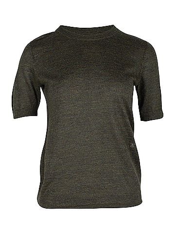 Céline Celine Short-Sleeve Knit T-shirt in Green Acrylic and Wool (view 1)