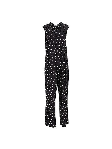 Rixo London Rixo Star-print Reverse-collar Jumpsuit in Black Viscose (view 1)