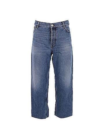 Balenciaga Balenciaga 3/4 Regular Fit High-Rise Denim Pants in Blue Cotton (view 1)
