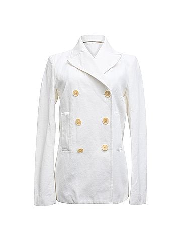 Joseph Joseph Double-Breasted Blazer in White Cotton (view 1)