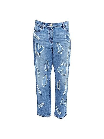 Chanel Chanel 19A cotton hieroglyphics patch straight leg jeans (view 1)