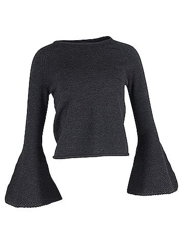 CO Co Flared Sleeve Sweater in Grey Wool (view 1)
