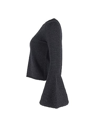 CO Co Flared Sleeve Sweater in Grey Wool (view 2)