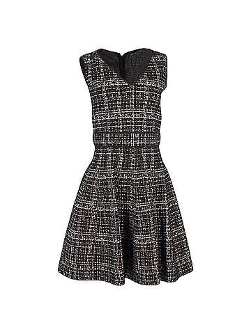 Prada  Prada Plaid Knee-Length Flared Dress in Brown Wool (view 1)