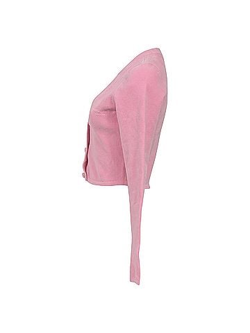 Alexander Wang Alexander Wang.T  Logo-Embossed Cropped Cardigan in Pink Merino Wool (view 2)