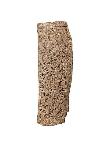 Burberry  Burberry Lace Midi Pencil Skirt in Brown Polyester (view 2)