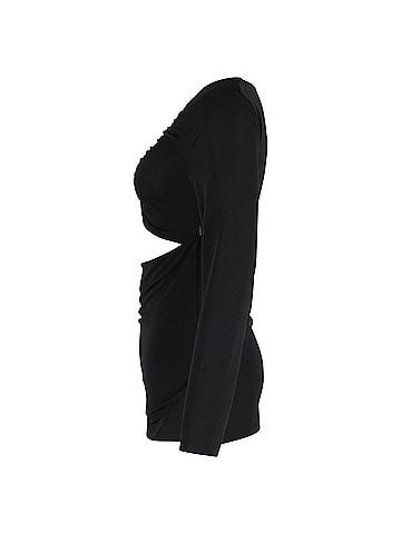 Victoria Beckham Cutout Ruched Stretch Top in Black Cotton (view 2)