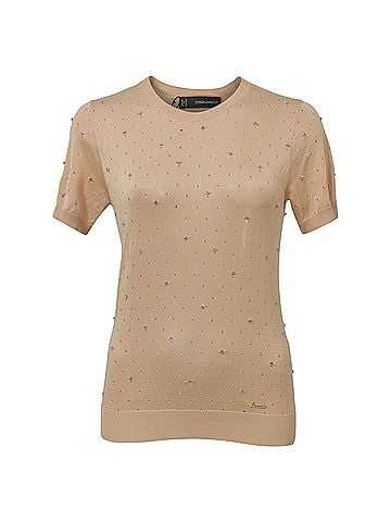 Dsquared2 Dsquared2 Bead-Embellished Top in Nude Cotton (view 1)