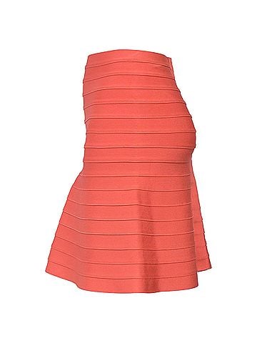 Herve Leger Herve Leger Knee Length Skirt in Orange Rayon (view 2)