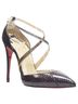 Christian Louboutin 100% Leather Black Christian Louboutin metallic cross strap pump Size EU 36 - photo 2