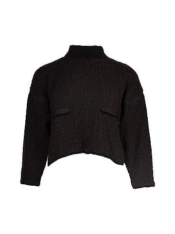BA&SH Ba&sh Cropped High-Neck Sweater in Brown Cotton (view 1)