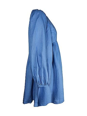 Reformation Reformation Ramone Long-sleeve Mini Dress in Blue Linen (view 2)