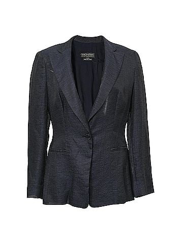 Giorgio Armani Giorgio Armani Single-Breasted Blazer in Navy Blue Linen (view 1)
