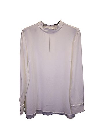 HUGO BOSS Boss Mock-Neck Long-Sleeve Top in White Polyester (view 1)