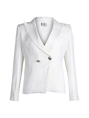 Pierre Balmain Pierre Balmain Peak Lapel Double-Breasted Blazer in White Cotton (view 1)
