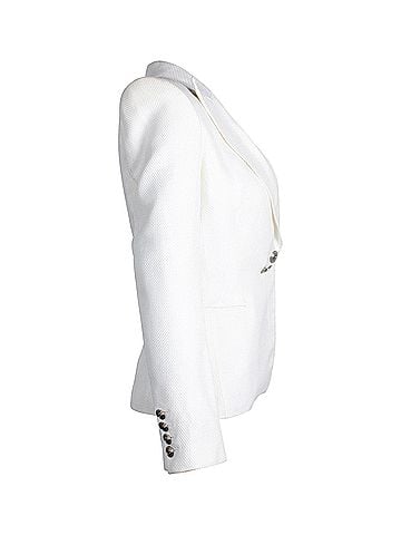 Pierre Balmain Pierre Balmain Peak Lapel Double-Breasted Blazer in White Cotton (view 2)