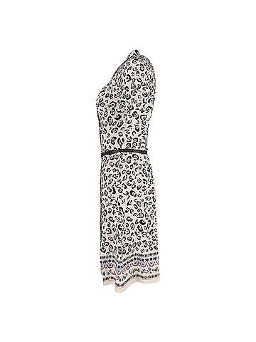 Altuzarra Altuzarra Animal Print Knee-Length Belted Shirt Dress in Cream Silk (view 2)