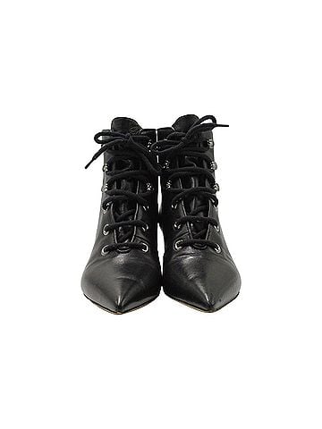 Christian Dior Dior Lace-Up Pointed-Toe Ankle Boots in Black Leather (view 2)